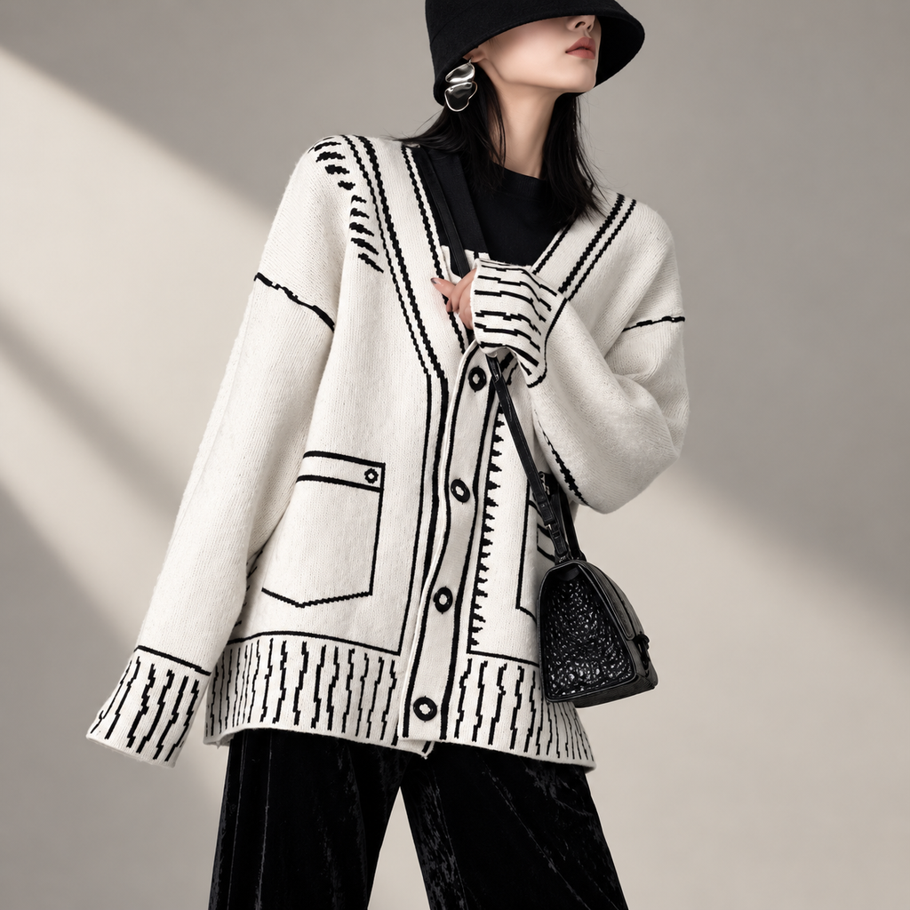 Margot Women’s Contrast Knit Cardigan