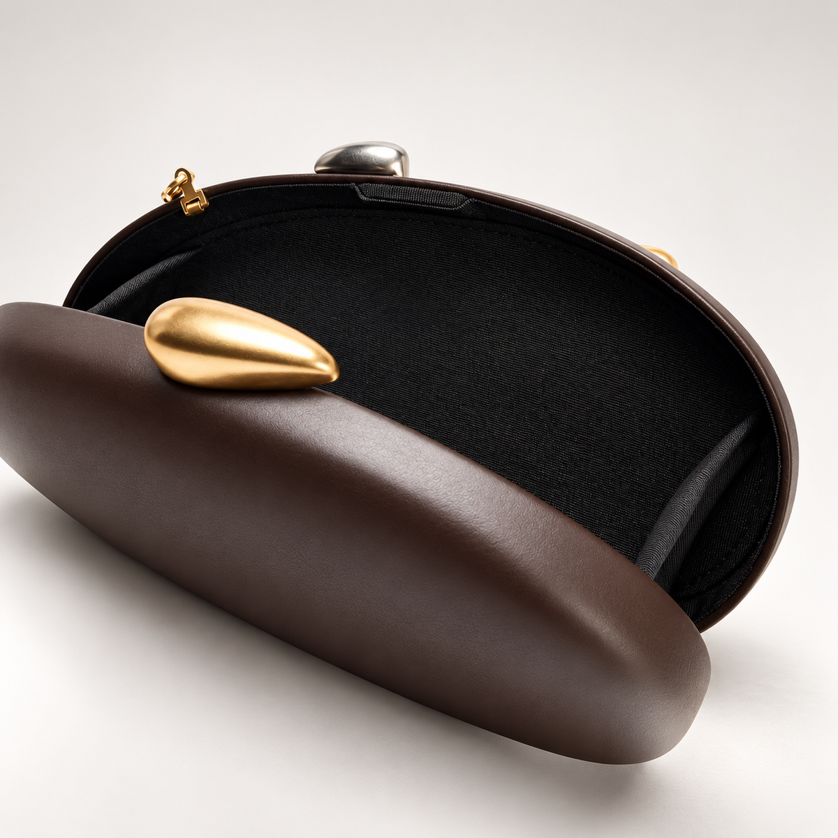 Camille Sculptural Pebble Clutch Bag with Dual-Tone Clasp