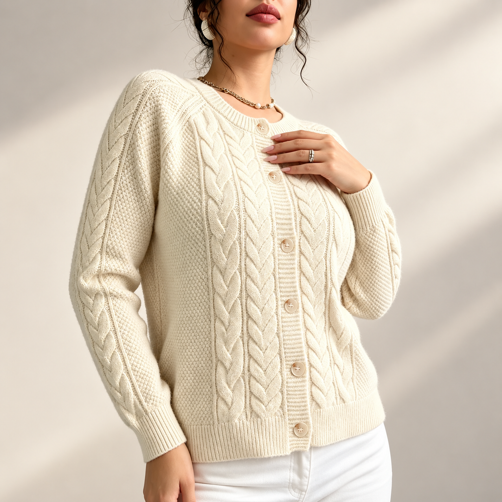 Bianca Women’s Cable Knit Button Cardigan