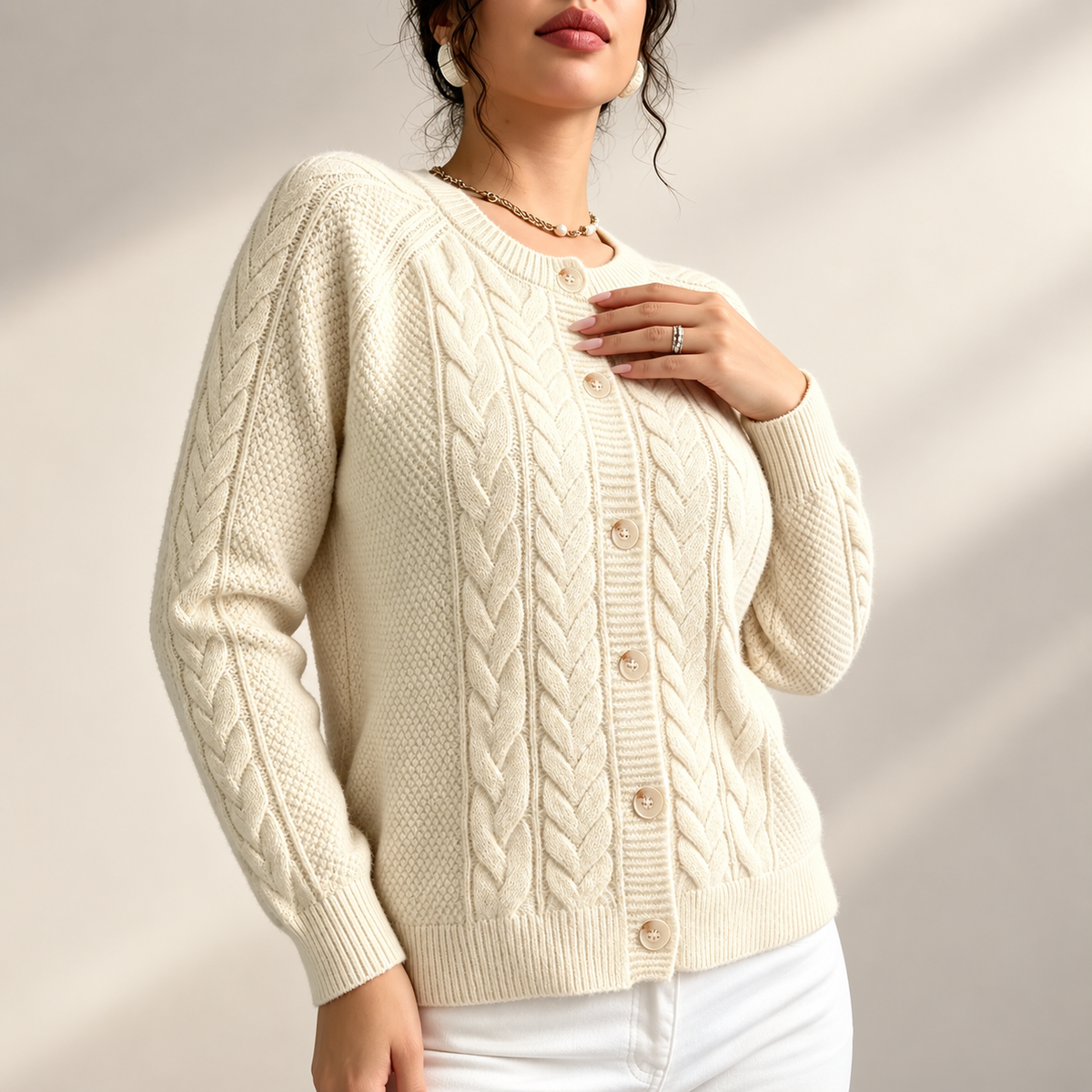 Bianca Women’s Cable Knit Button Cardigan