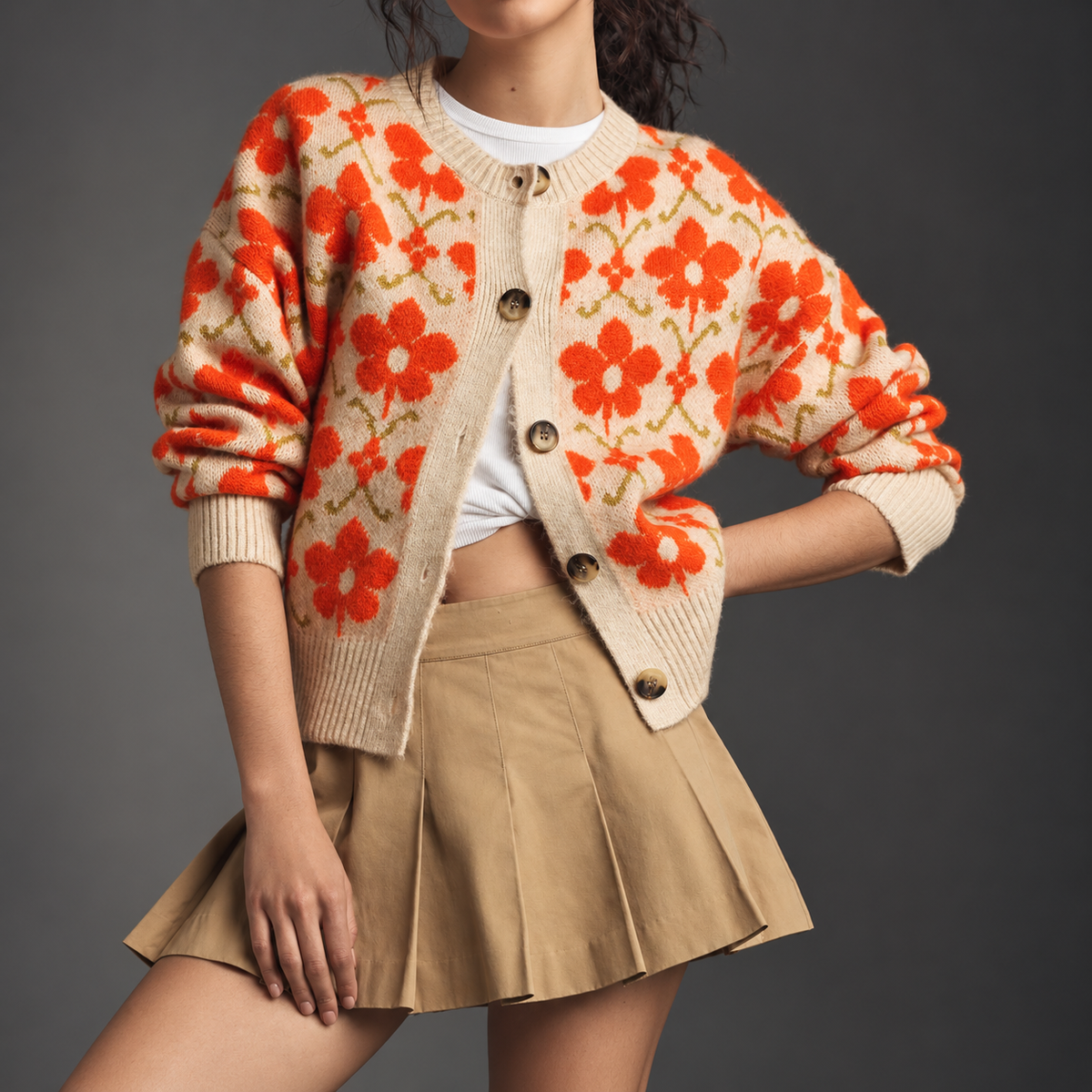 Margot Women’s Floral Knit Button Cardigan