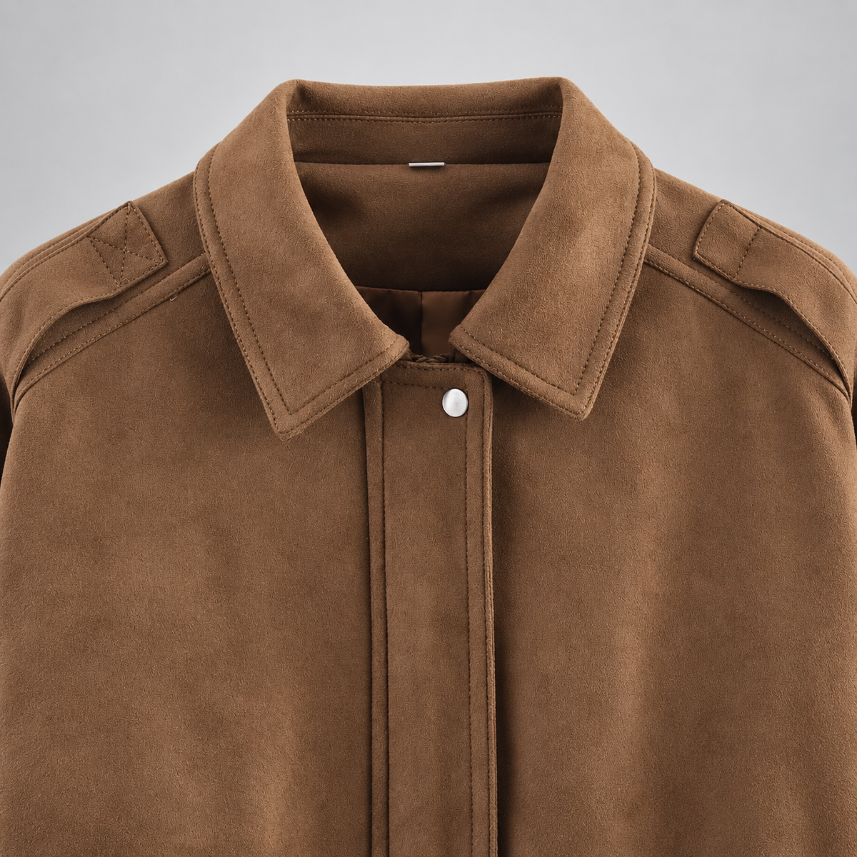 Bennett Women’s Faux Suede Utility Jacket – Relaxed Fit Snap-Front Bomber