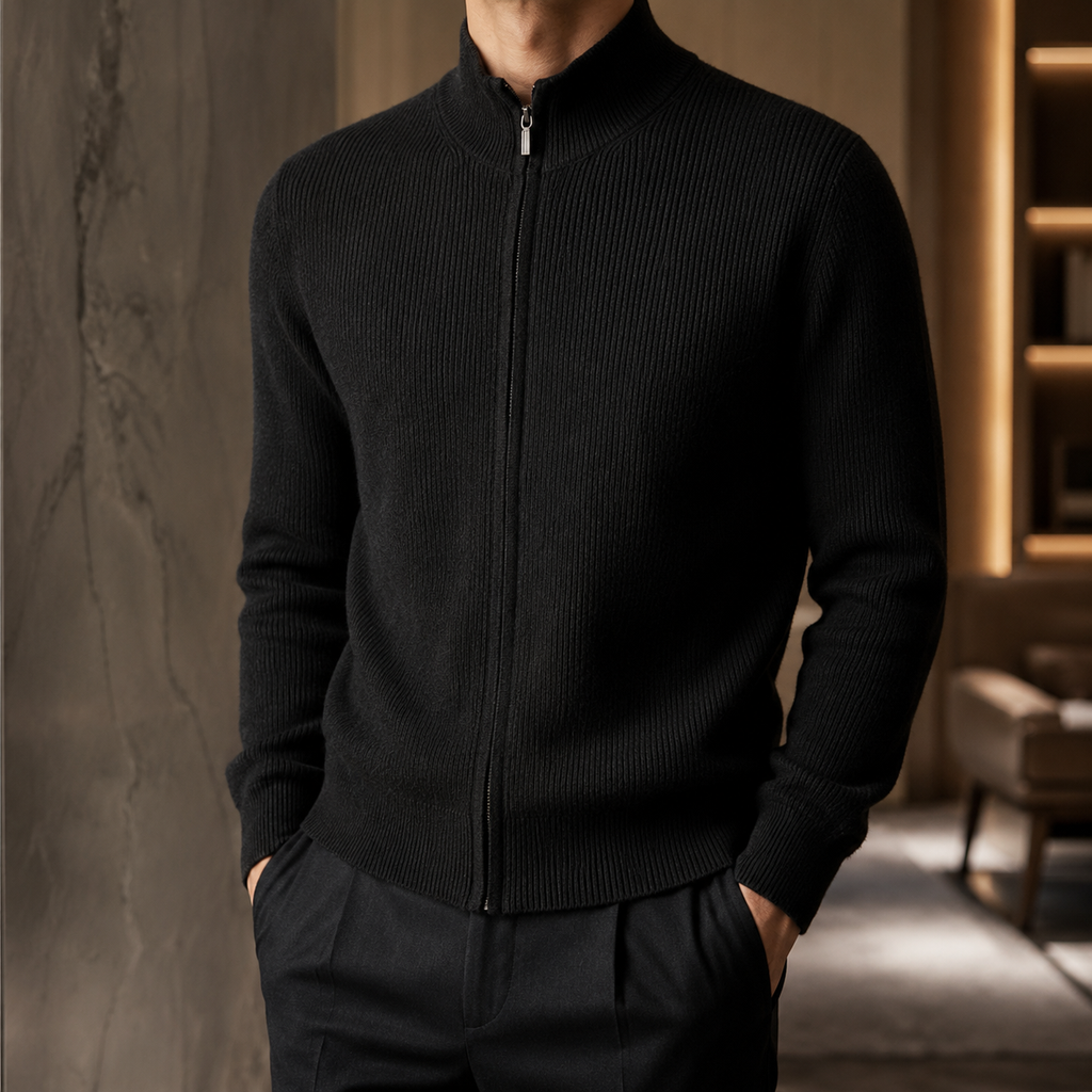 Matteo Men's Zip Sweater – Ribbed Quarter-Zip Pullover