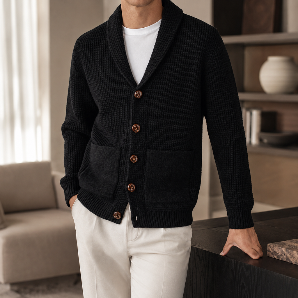 Stefano Men’s Ribbed Button Cardigan