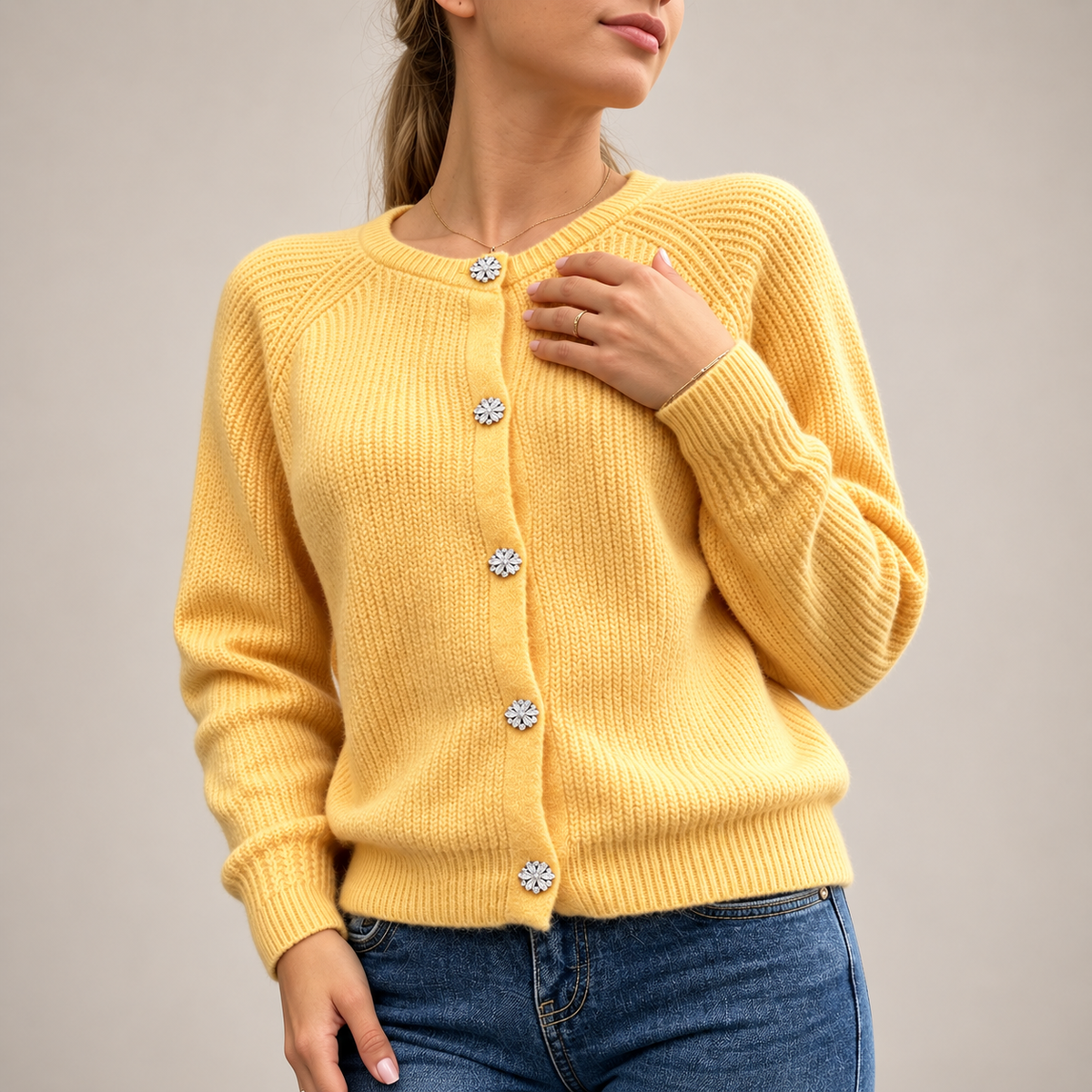 Gianna Women’s Butter Yellow Knit Cardigan