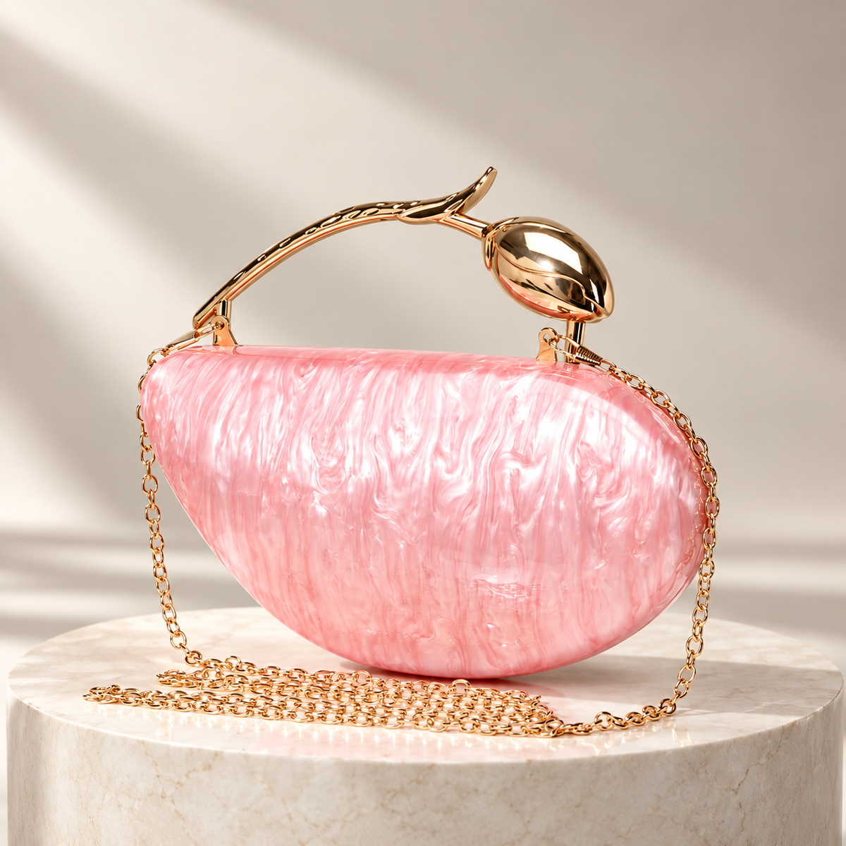 Alessia Marbled Hard-Shell Floral Handle Evening Clutch
