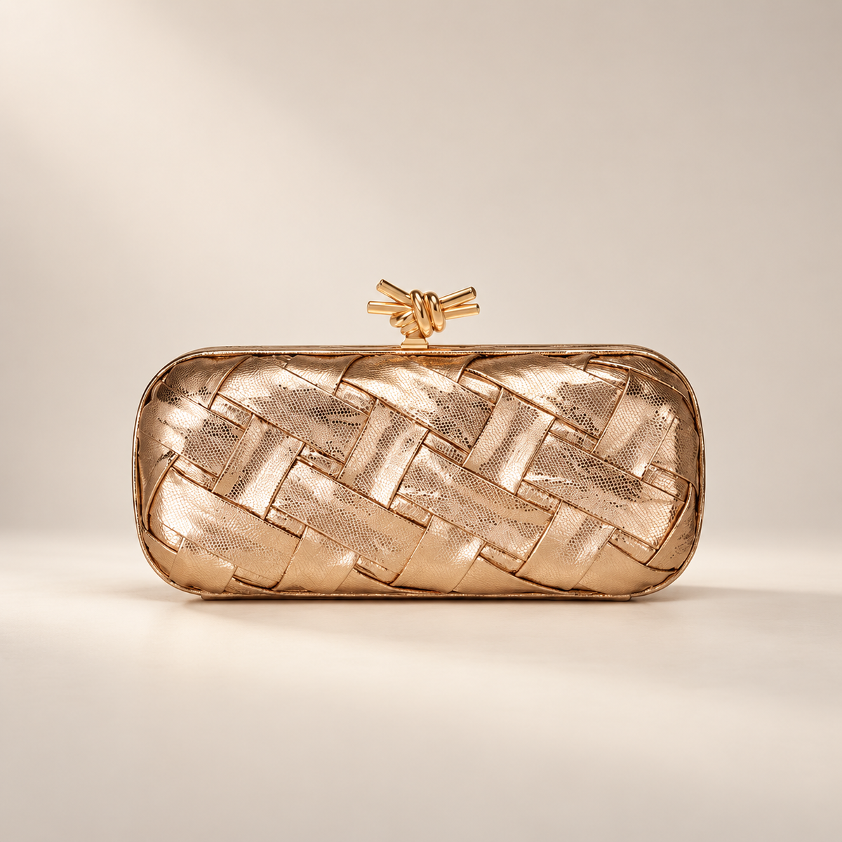 Isabella Women’s Metallic Woven Evening Clutch with Knot Closure