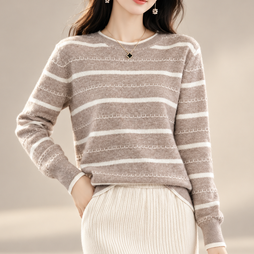 Camille Striped Knit Crewneck Sweater for Women