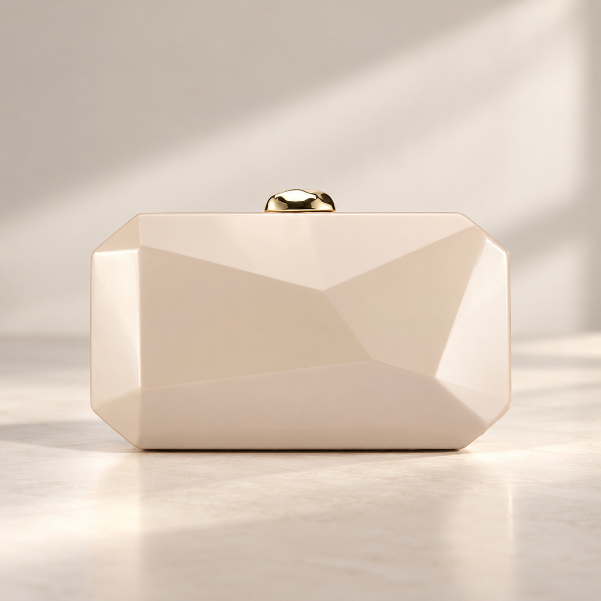 Alessia Geometric Hard Case Clutch Bag with Gold-Tone Clasp