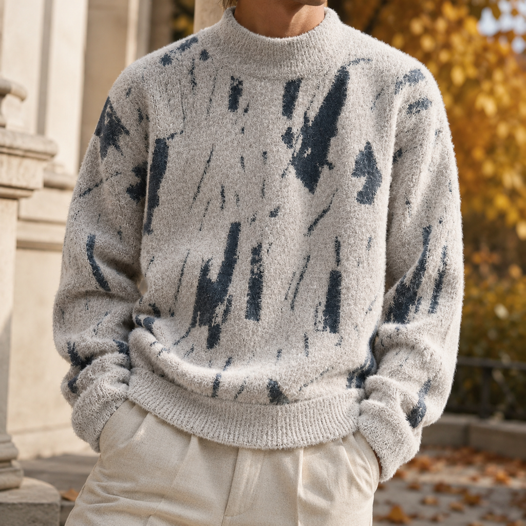 Lucien Men’s Glacier Pattern Crew Neck Sweater