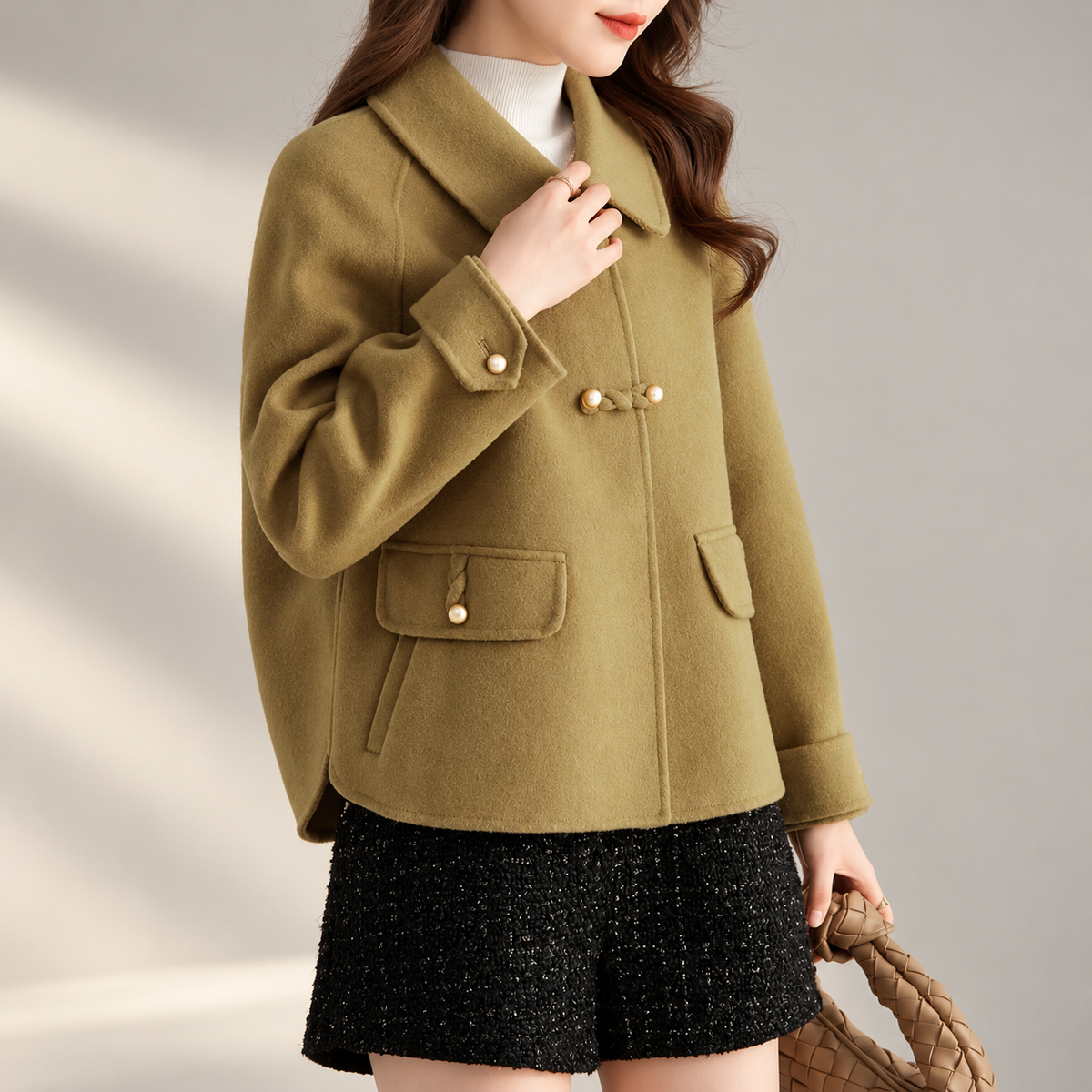 Elodie Women’s Pearl-Button Short Coat