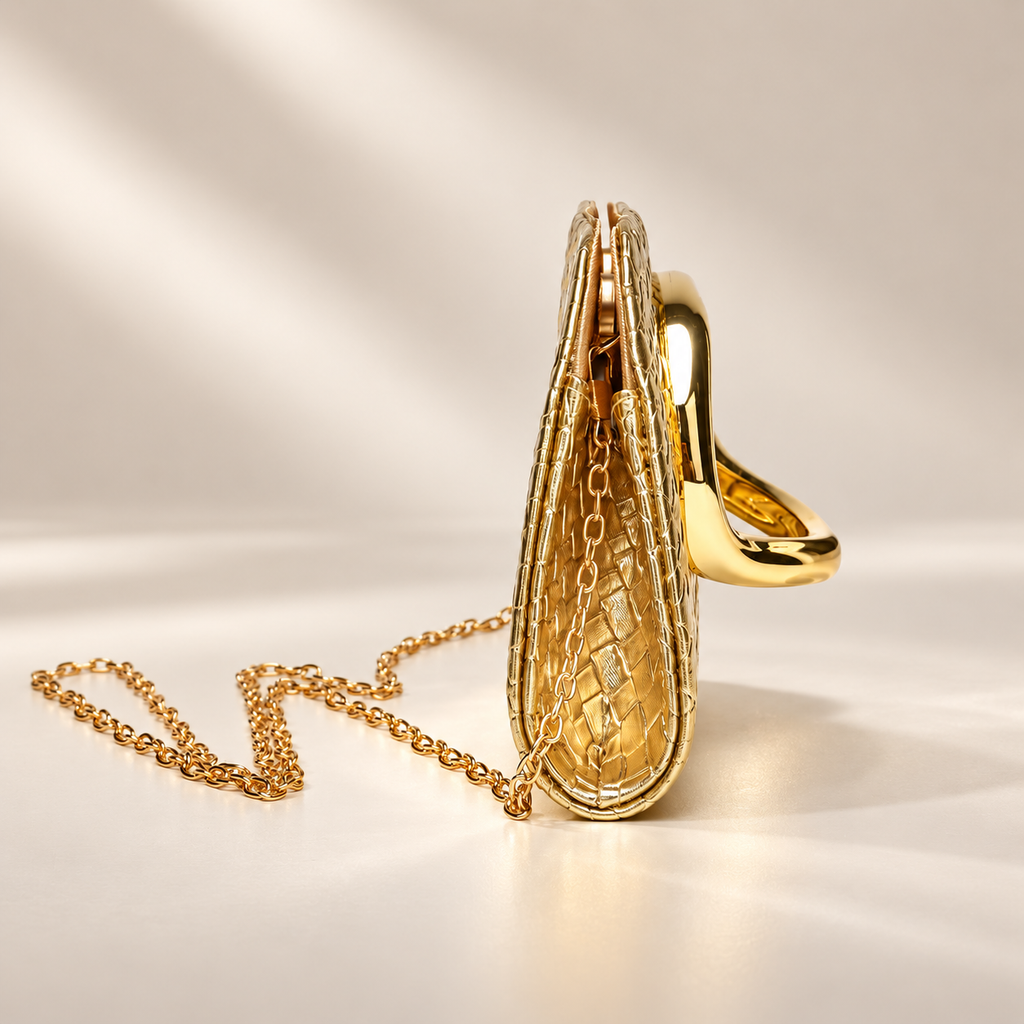 Isabelle Evening Clutch Bag with Gold-Tone Oval Handle