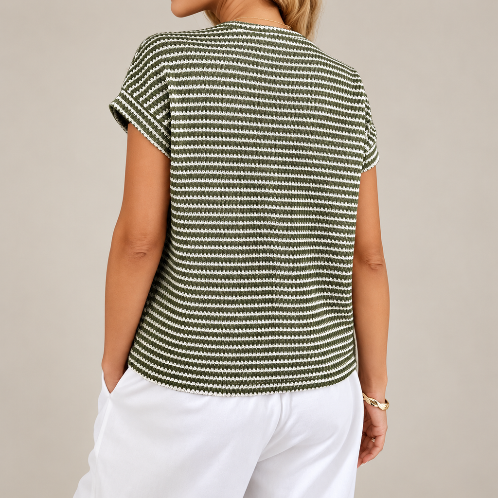 Rosalie Women’s Striped Knit Short Sleeve Top