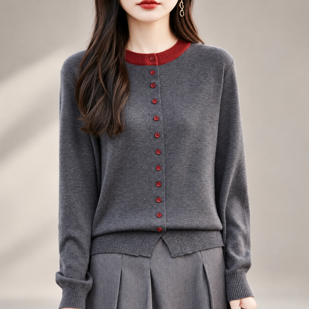 Vivienne Contrast-Trim Women’s Button Cardigan