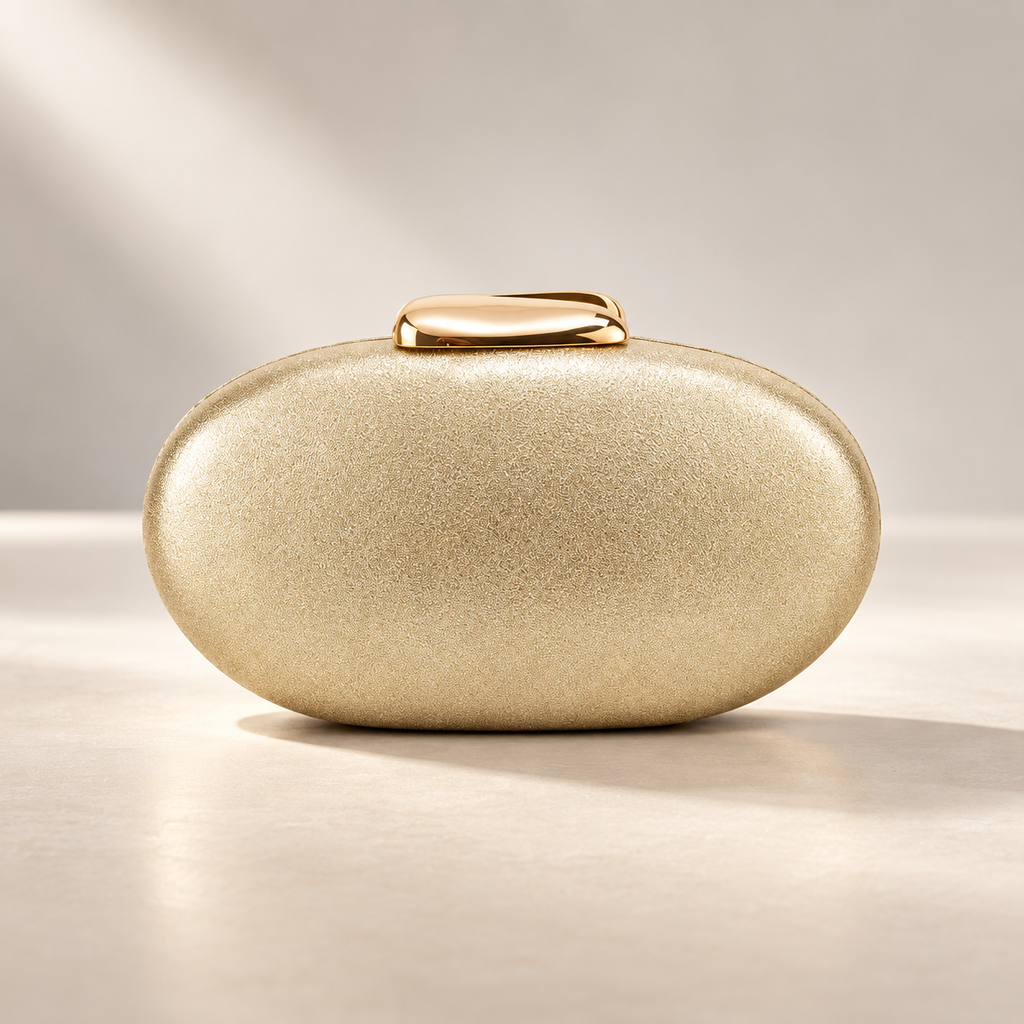 Vivienne Metallic Oval Evening Clutch with Gold-Tone