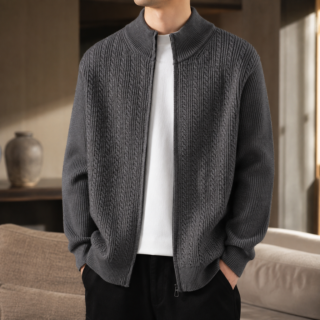 Dominic Men's Cable Knit Full-Zip Cardigan