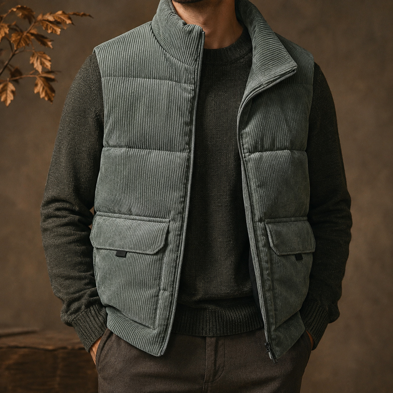 Everett Men’s Corduroy Fleece-Lined Vest