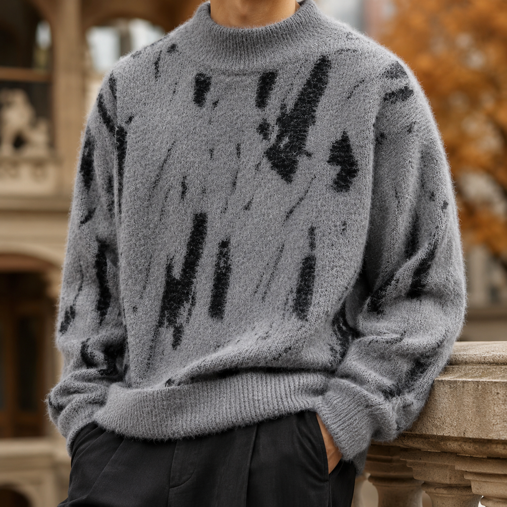 Lucien Men’s Glacier Pattern Crew Neck Sweater