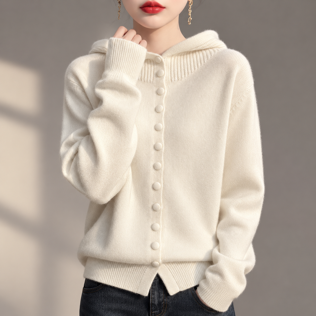 Marceline Hooded Knit Button Cardigan for Women