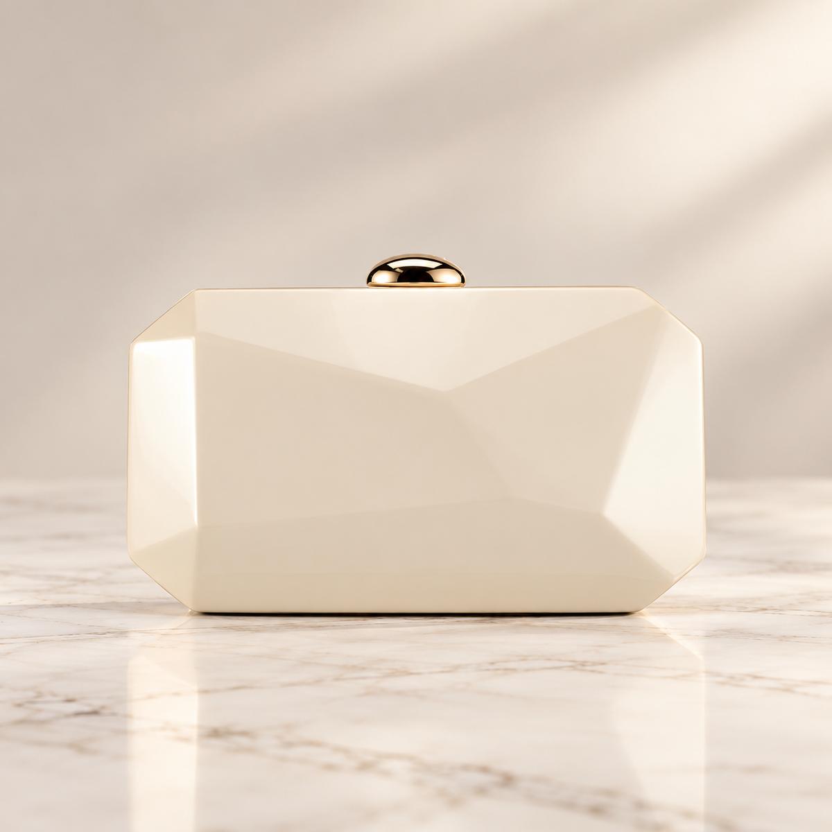 Alessia Geometric Hard Case Clutch Bag with Gold-Tone Clasp