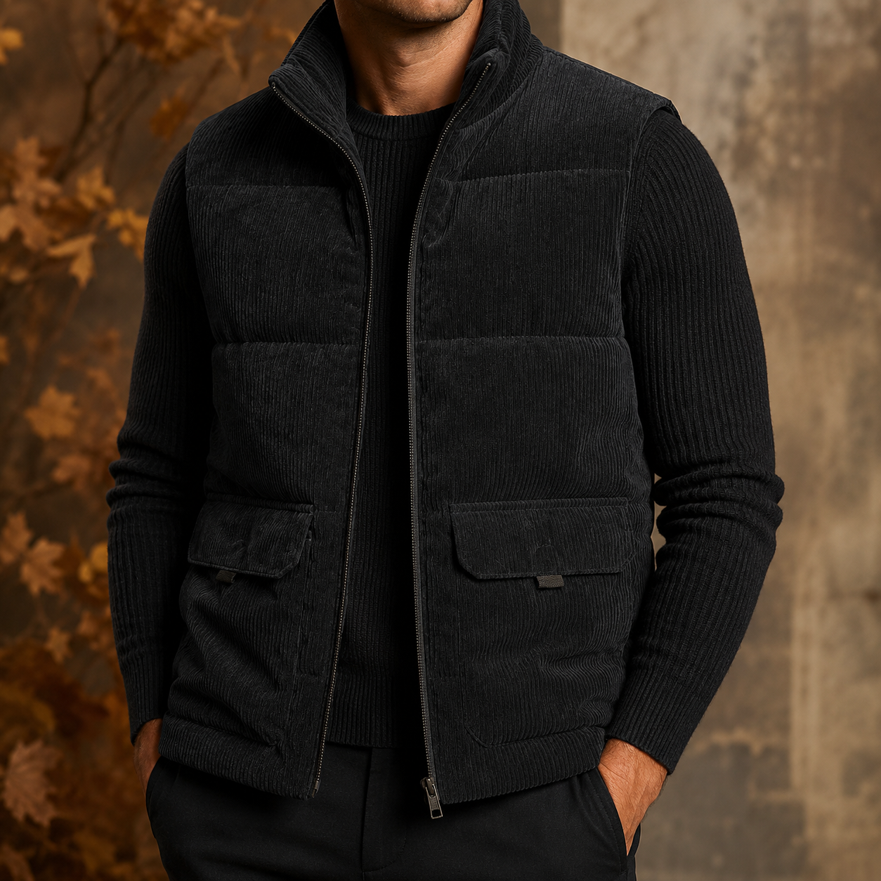 Everett Men’s Corduroy Fleece-Lined Vest