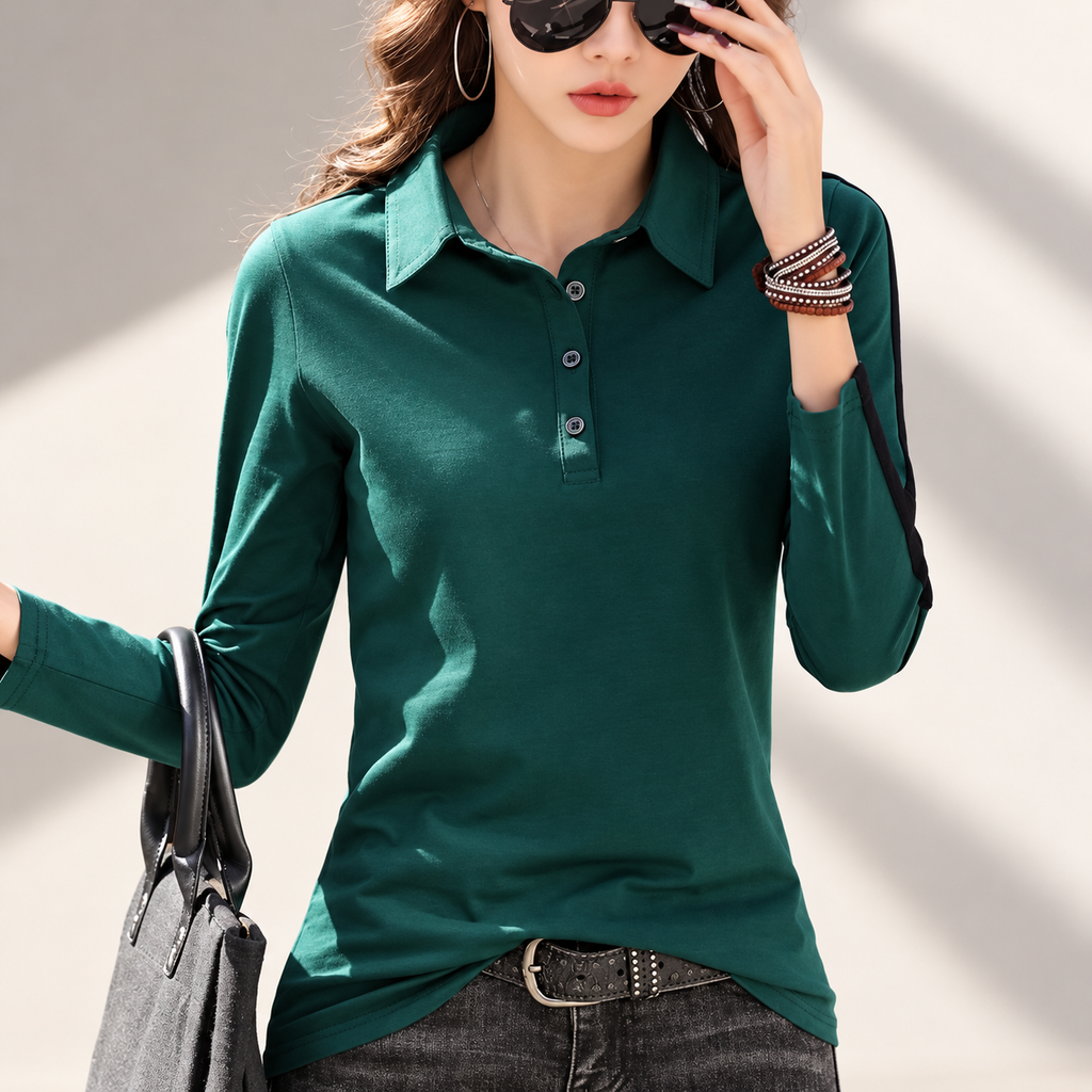 Elena Women’s Long Sleeve Polo Shirt