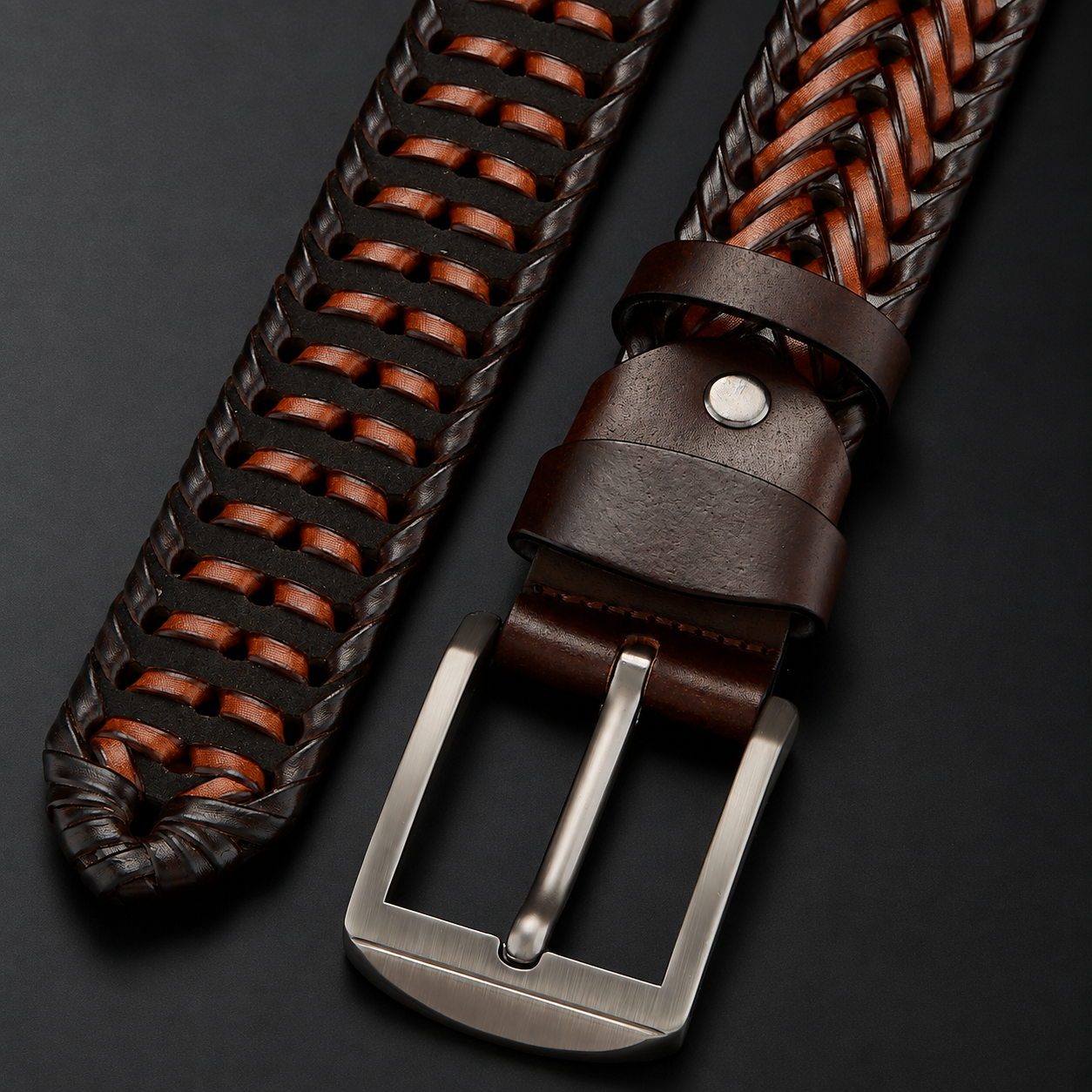 Marco Men’s Braided Cowhide Leather Belt