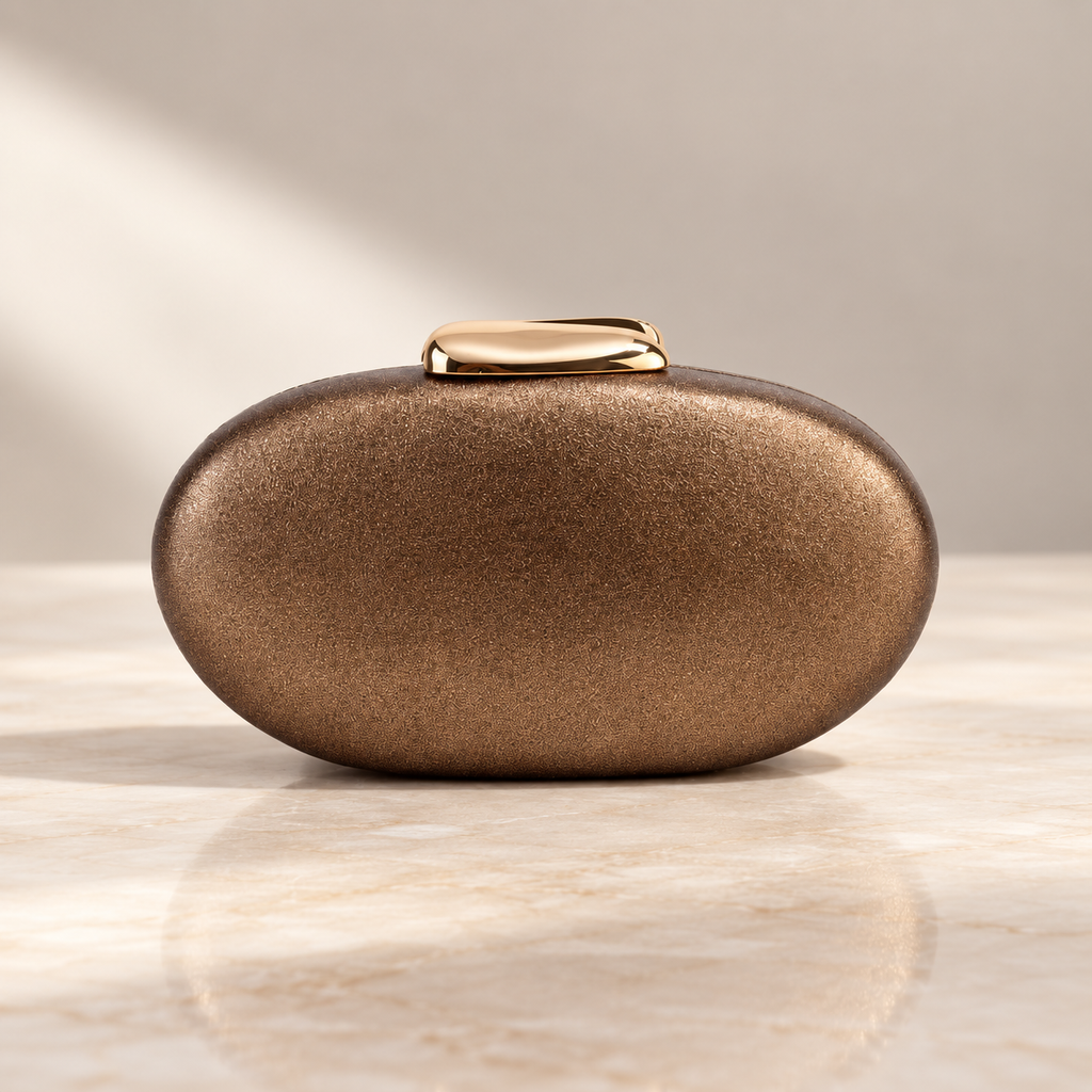 Vivienne Metallic Oval Evening Clutch with Gold-Tone