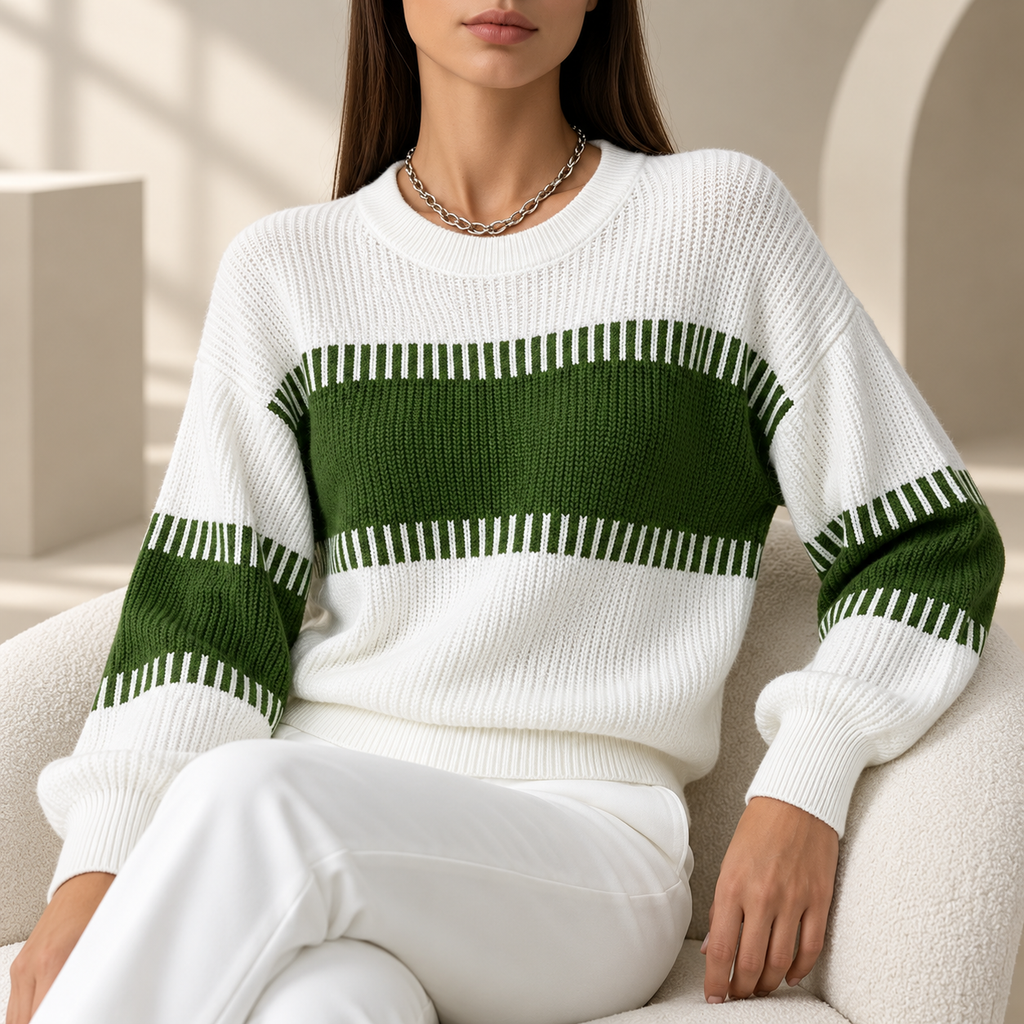 Isabella Women’s Colorblock Knit Crewneck Sweater