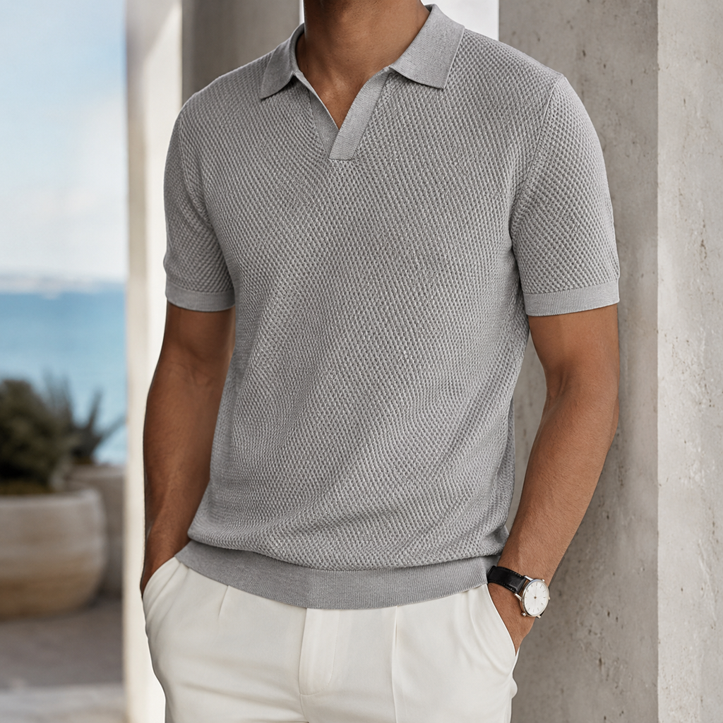 Bennett Men’s Waffle Knit Polo Shirt