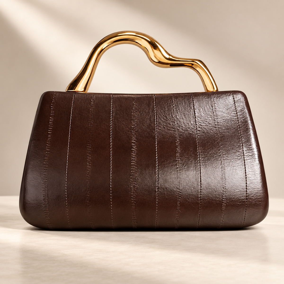 Camille Sculpted Handle Paneled Handbag