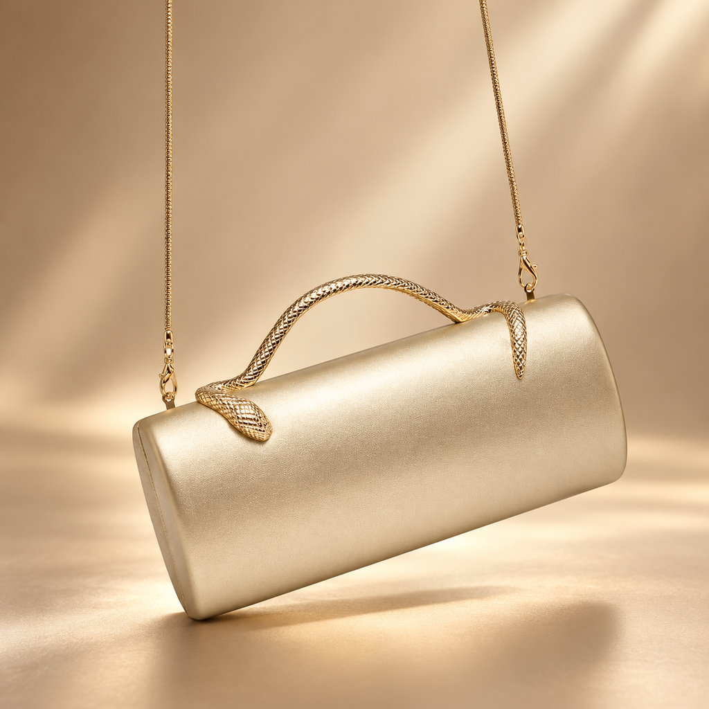 Serafina Snake Handle Cylinder Evening Clutch