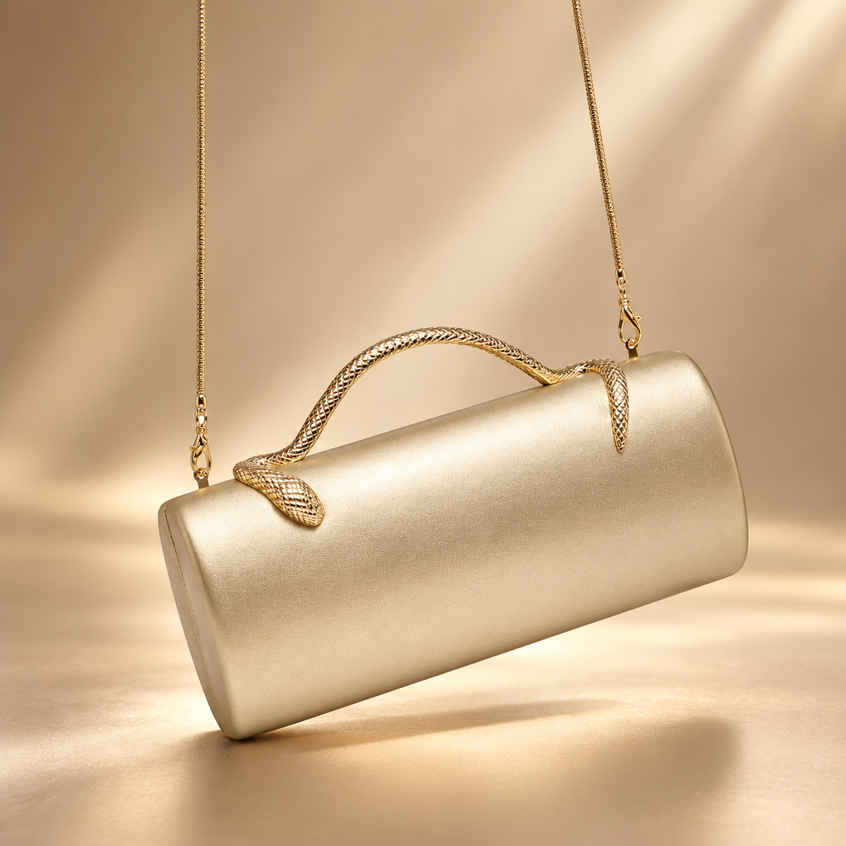 Serafina Snake Handle Cylinder Evening Clutch
