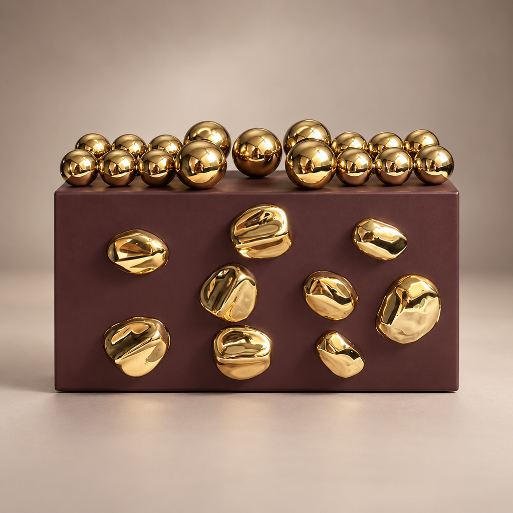 Vivienne Gold Pebble Box Clutch Bag with Chain Strap