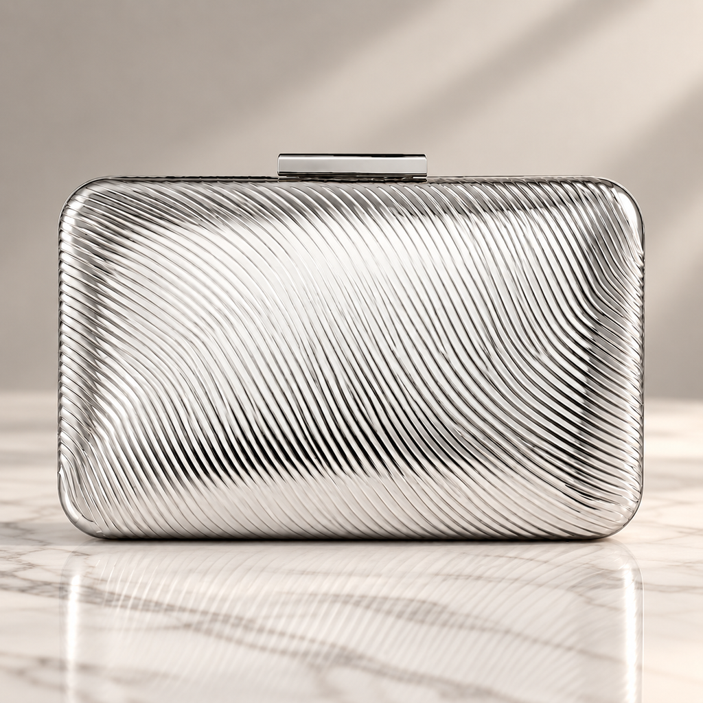 Lucia Metallic Wave Clutch Evening Bag