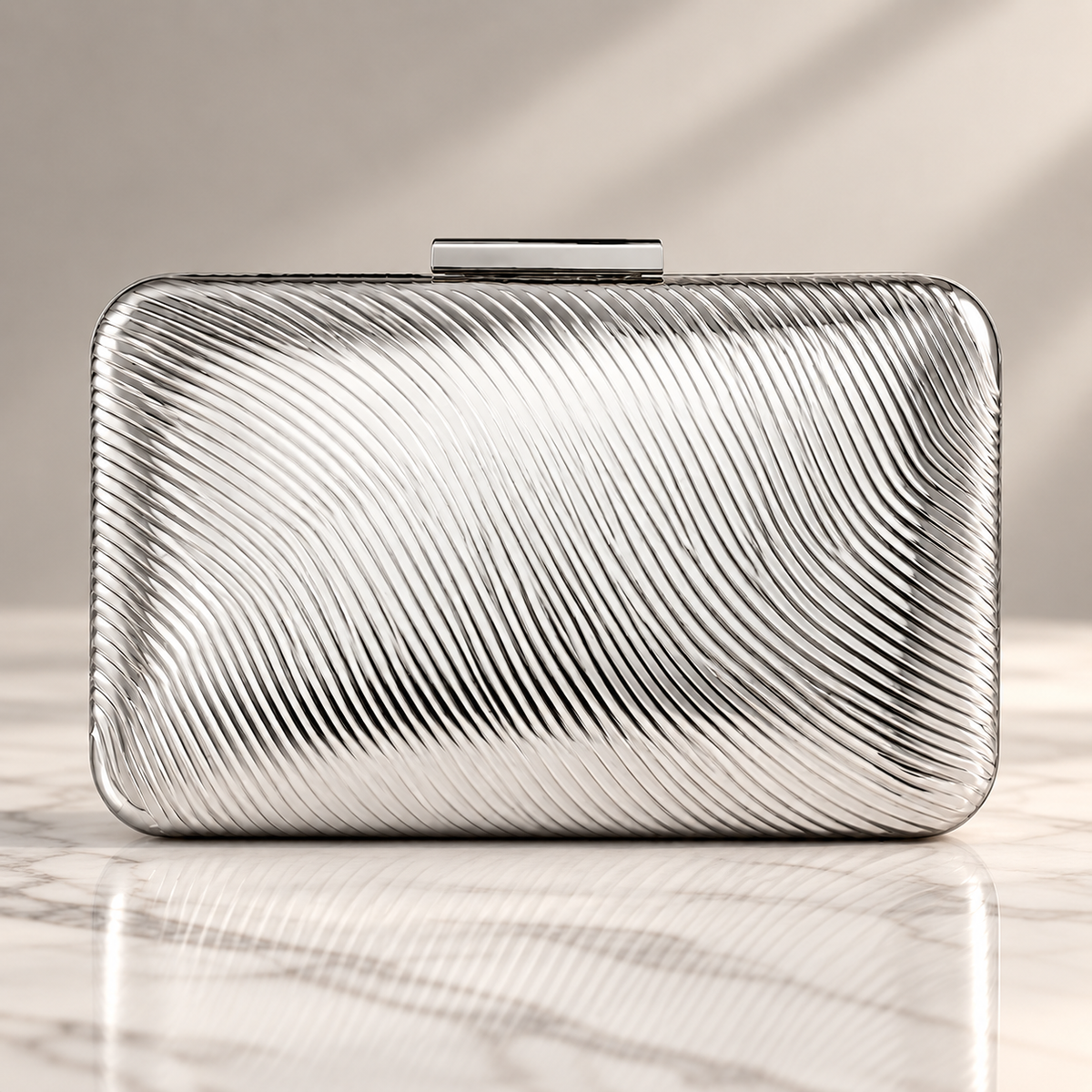 Lucia Metallic Wave Clutch Evening Bag