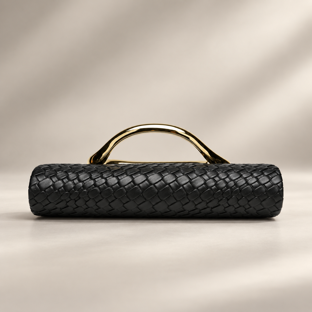 Isabelle Evening Clutch Bag with Gold-Tone Oval Handle