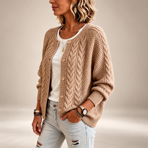 Adeline Women’s Cable Knit Button Cardigan