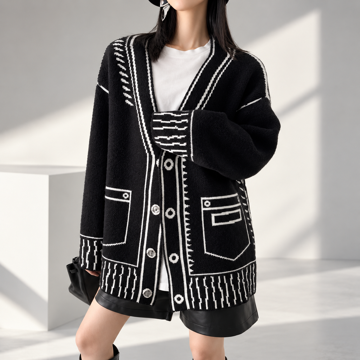 Margot Women’s Contrast Knit Cardigan