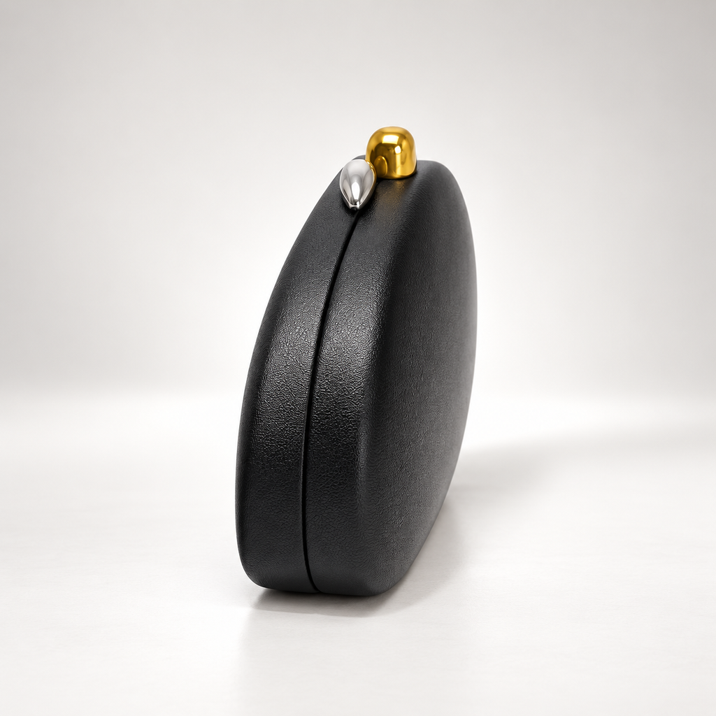 Camille Sculptural Pebble Clutch Bag with Dual-Tone Clasp