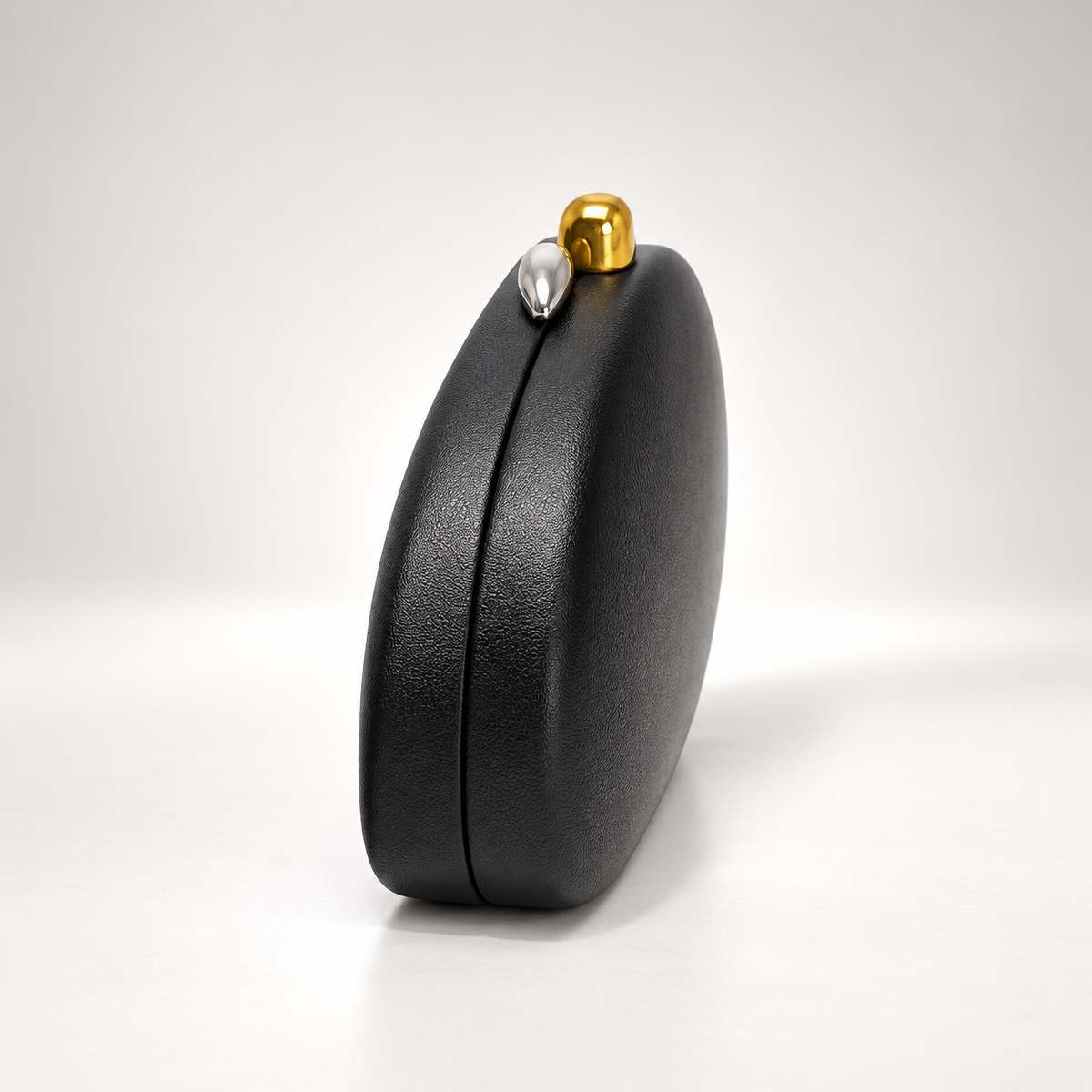 Camille Sculptural Pebble Clutch Bag with Dual-Tone Clasp