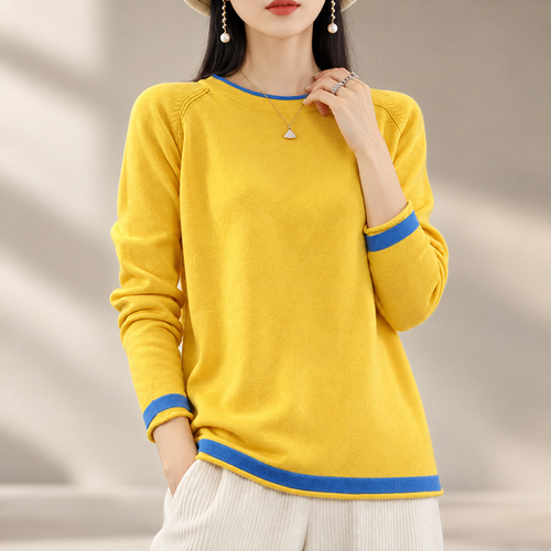 Adeline Contrast-Trim Women’s Crewneck Sweater