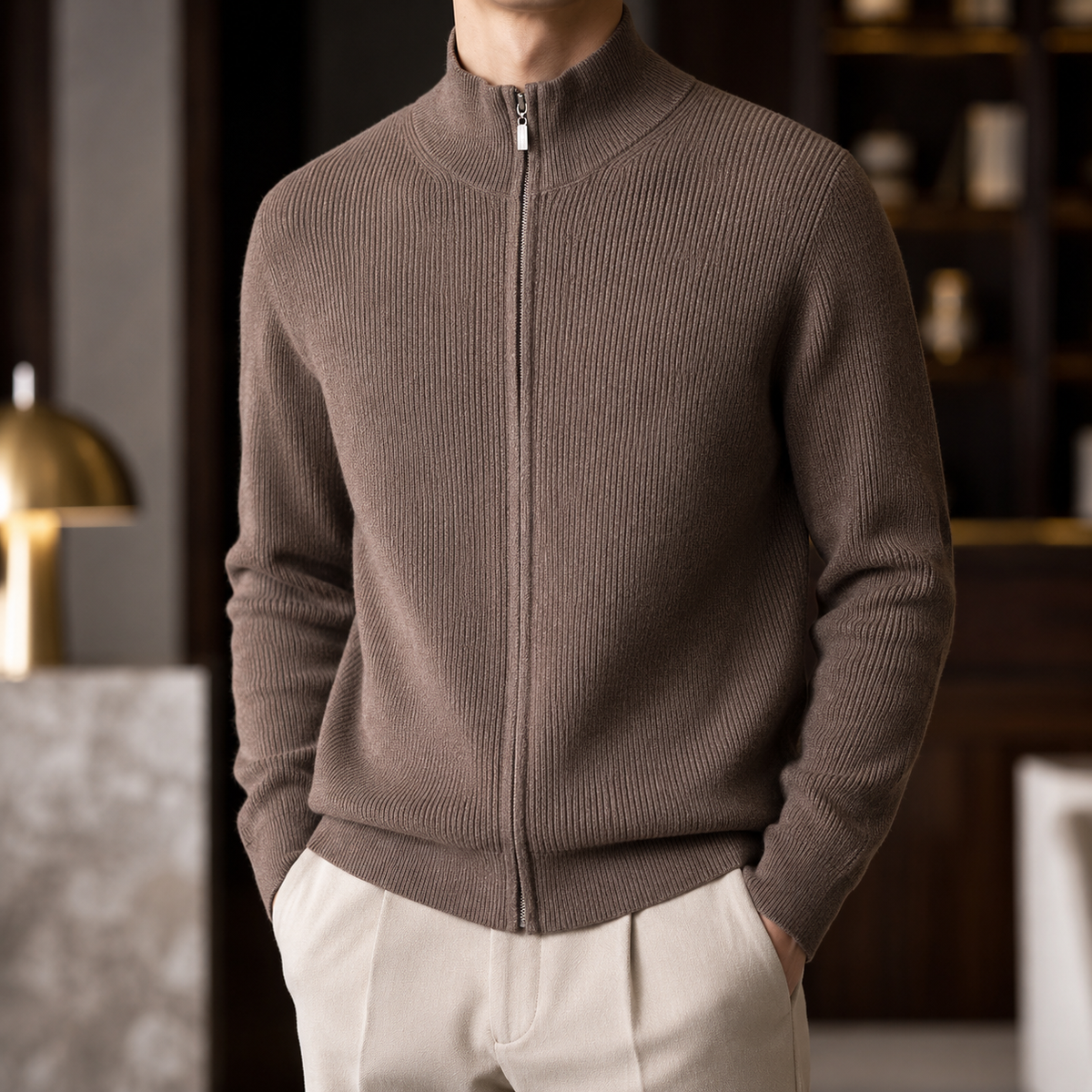 Matteo Men's Zip Sweater – Ribbed Quarter-Zip Pullover