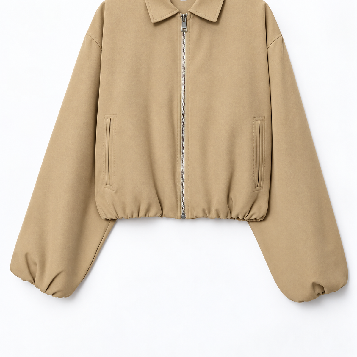 Juliette Women’s Cropped Zip-Up Jacket with Balloon Sleeves
