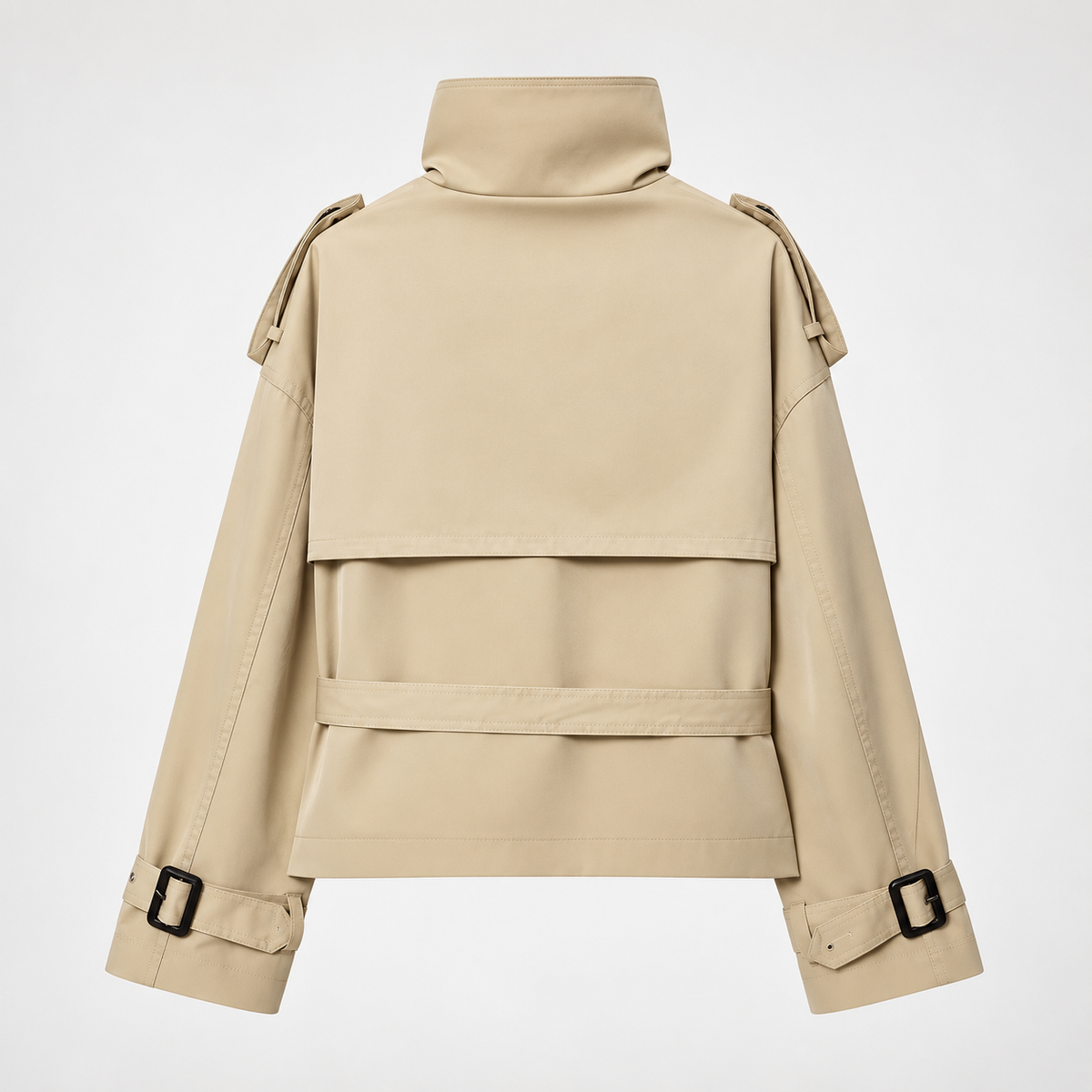 Camille Women’s Cropped Double-Breasted Trench Jacket with Belt