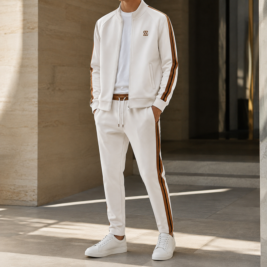 Raffaele Men’s Textured Tracksuit Set – Full-Zip Jacket & Matching Pants