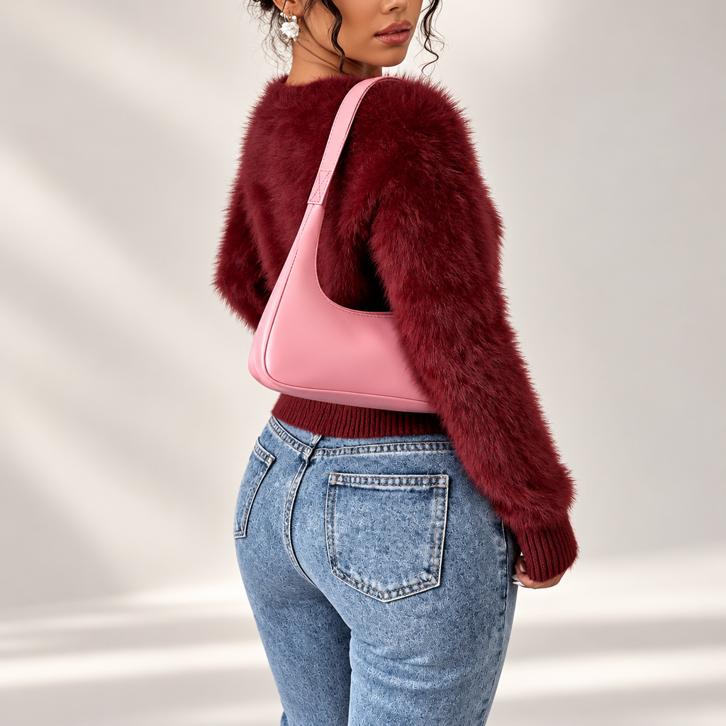 Sienna Women’s Burgundy Fuzzy Knit Cardigan