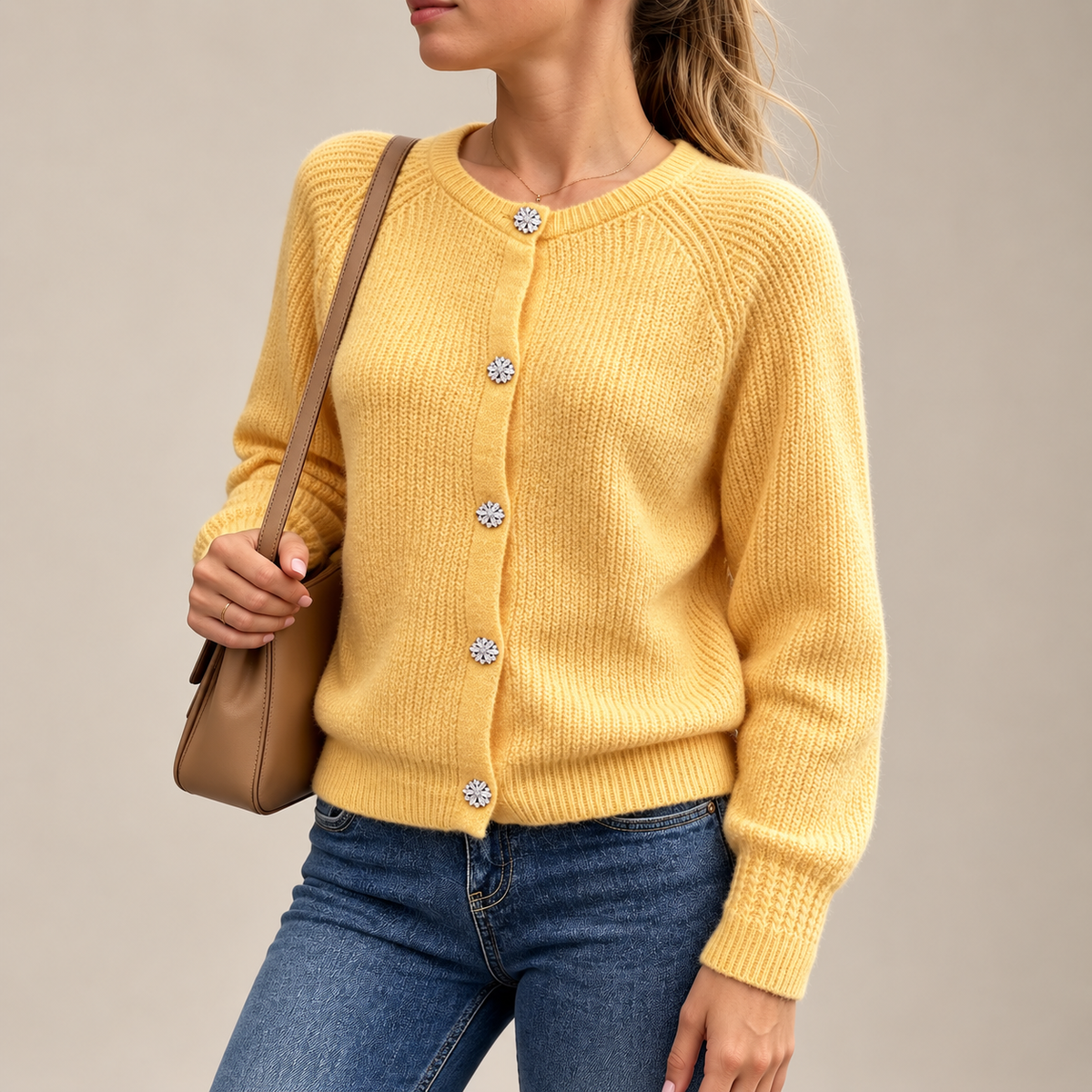 Gianna Women’s Butter Yellow Knit Cardigan