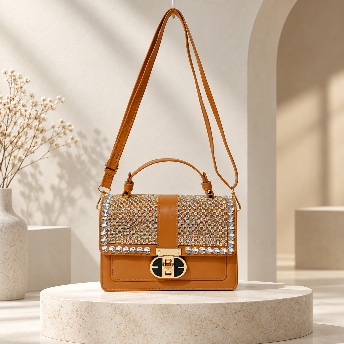 Isabella Crystal-Embellished Top Handle Handbag