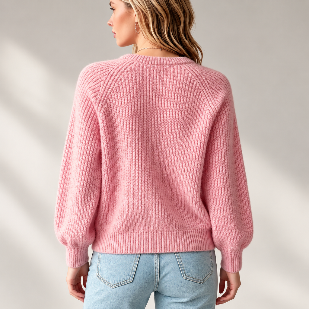 Vivienne Women’s Blush Pink Ribbed Knit Cardigan